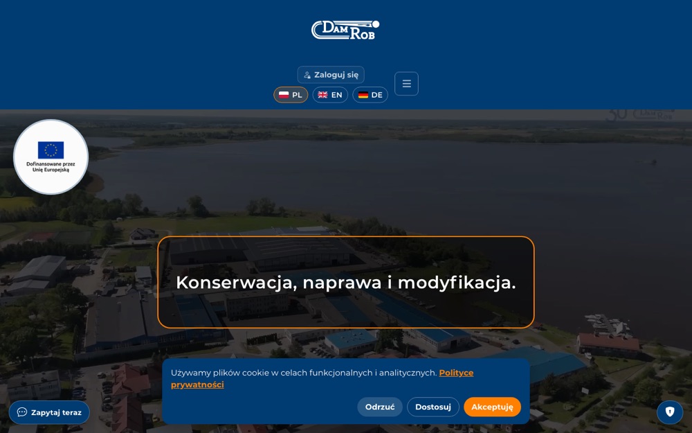 Zrzut ekranu Dam-Rob - Strona Produkcyjna